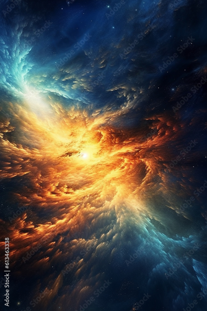 Leinwandbilder wind as a celestial entity, with swirling galaxies and cosmic elements, representing the cosmic forc
