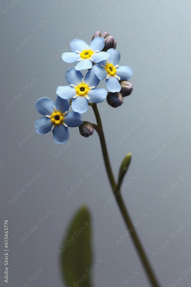 Aufkleber a close-up capture of a delicate forget-me-not flower, with its tiny blue petals and yellow center, 