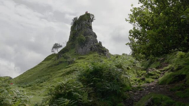 Faerie Castle (Castle Ewen) at Fairy Glen in Isle of Skye in Scotland with slight breeze