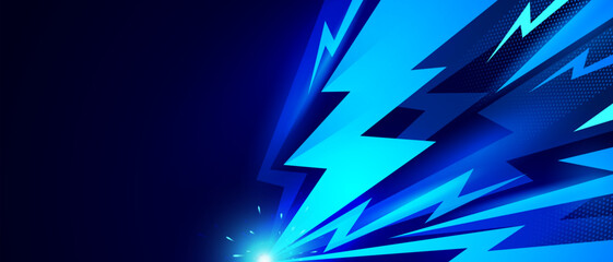 Blue Striking Electric Lightning Background