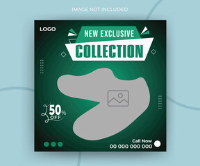 New exclusive collection fashion sale shoes online post promotion layout web banner template