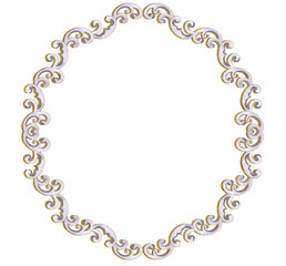 Hand-drawn watercolor round frame. Floral design. Can be used for textile, printing or other design. Two options - on white and transparent background.