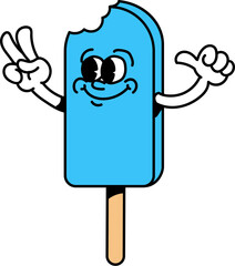 Hand drawn vector illustration of  Ice Cream Retro Cartoon Art Style | Logo, Icon, Visual Identity, Asset