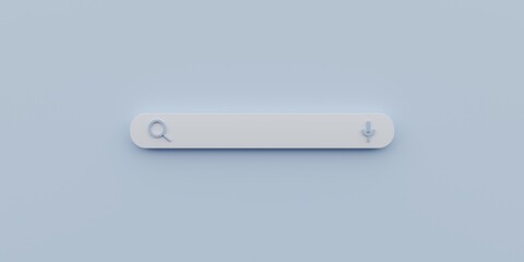 minimal blank search bar on soft blue background. web search concept. 3d rendering