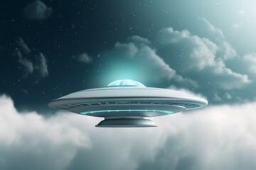 Obraz na płótnie Canvas Ufo day spaceship background. Generate Ai