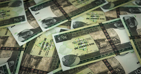 Ethiopia Birr note money printing concept 3d illustration