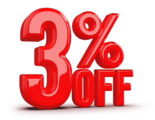 3 Percentage Off Numbers 3D Red