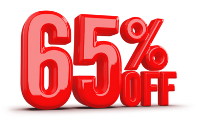 65 Percentage Off Numbers 3D Red