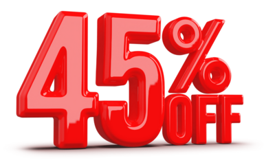 45 Percentage Off Numbers 3D Red