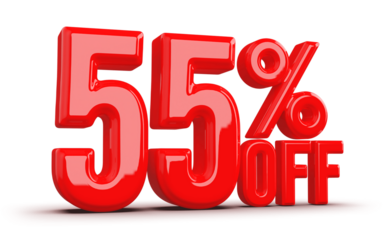 55 Percentage Off Numbers 3D Red