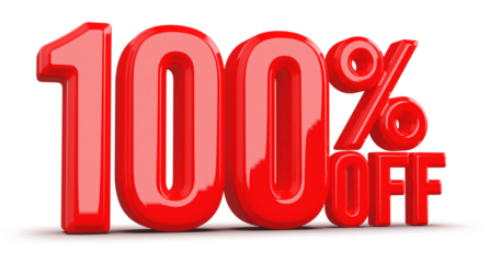100 Percentage Off Numbers 3D Red