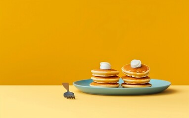 Simple Flapjack Delight Embracing Minimalist Pancakes. Generative AI
