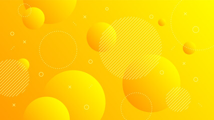 Modern Abstract Background with Motion Round Retro Memphis and Yellow Orange Gradient Color