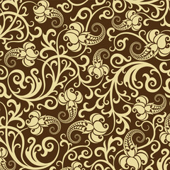 seamless flower branch yellow brown pattern background wallpaper vector textile