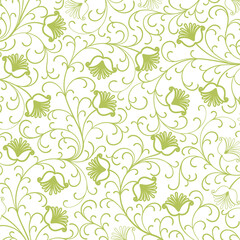 seamless green flower branch spring green pattern background wallpaper vector