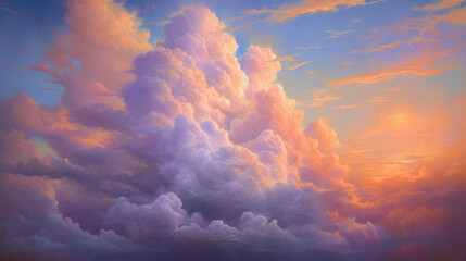 Pastel clouds & sky wallpaper, background, generative AI