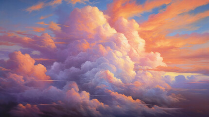 Fototapeta premium Pastel clouds & sky wallpaper, background, generative AI