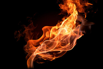 Fototapeta premium Fire flames on black background, generative ai