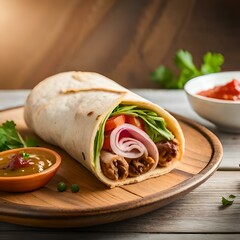 Shawarma on a neutral background created by AI
