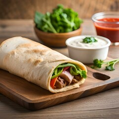 Shawarma on a neutral background created by AI