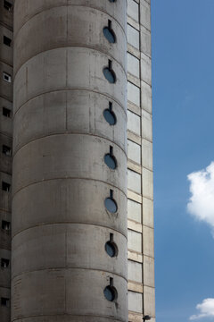 Part of the facade of Genex Tower in Belgrade.