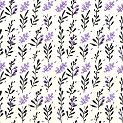 seamless pattern purple botanical