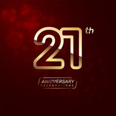 21th year anniversary logo design with a double line concept in gold color