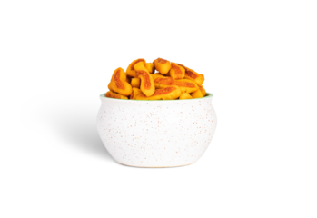 Fried Bhakarwadi Tea Time Snack isolated on white background