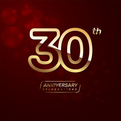 30th year anniversary logo design with a double line concept in gold color