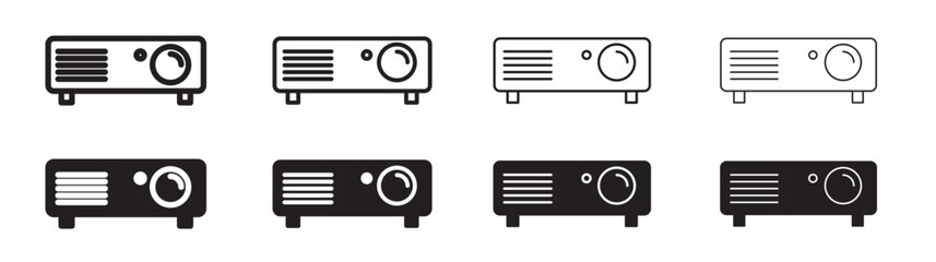 video projector icon set. film screen or slide projector vector. - obrazy, fototapety, plakaty