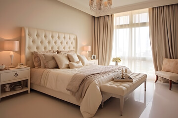 Luxury beige classic slipping room