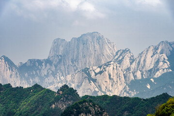 landscape of Huashan mountains - obrazy, fototapety, plakaty