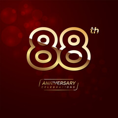 88th year anniversary logo design with a double line concept in gold color