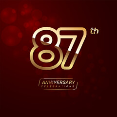 87th year anniversary logo design with a double line concept in gold color