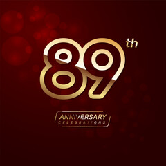 89th year anniversary logo design with a double line concept in gold color