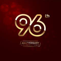96th year anniversary logo design with a double line concept in gold color