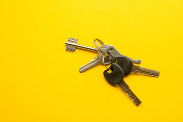 Keys with on color background with copy space