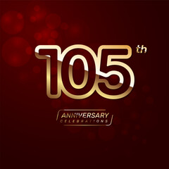 105th year anniversary logo design with a double line concept in gold color