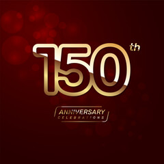 150th year anniversary logo design with a double line concept in gold color