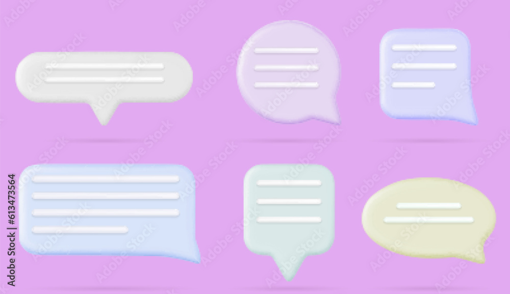 Aufkleber 3d chat speech for message box or comment vector icon. text dialog bubble label template illustratio