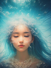 Peaceful Aura: Meditating Woman Embraces Spiritual Enlightenment - created with generative ai