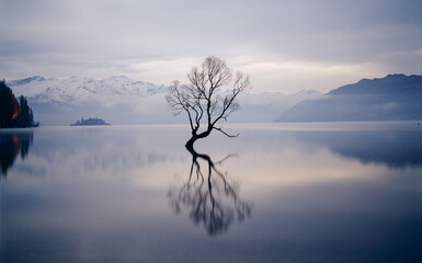 Wanaka Tree at Lake Wanaka in Queenstown, New Zealand