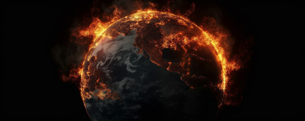 Fototapeta na wymiar The Earth on Fire, Representing A Post-Apocalyptic Earth, Generative AI