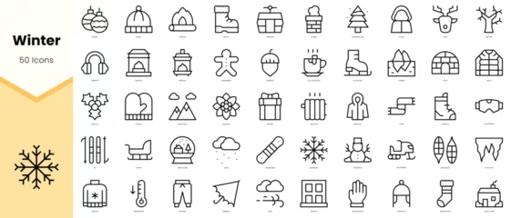 Fotobehang Set of winter Icons. Simple line art style icons pack. Vector illustration © TriMaker