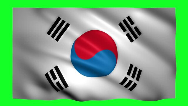 South Korea flag on green screen for chroma key