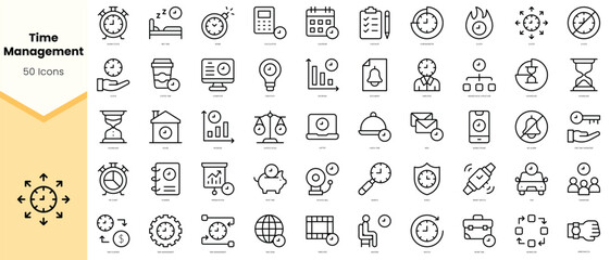 Set of time management Icons. Simple line art style icons pack. Vector illustration - obrazy, fototapety, plakaty
