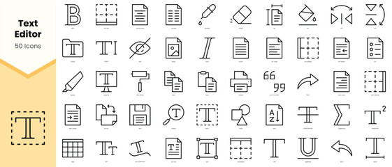 Set of text editor Icons. Simple line art style icons pack. Vector illustration