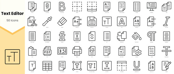 Set of text editor Icons. Simple line art style icons pack. Vector illustration - obrazy, fototapety, plakaty