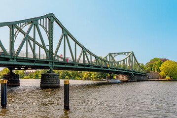 Glienicke Bridge connecting Potsdam and Berlin. The bridge became famous for the exchange of captured spies during the Cold War. Known as the Bridge of Spies