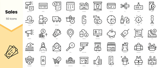 Set of sales Icons. Simple line art style icons pack. Vector illustration